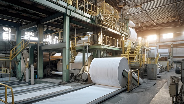 Picture of a paper machine in a hall